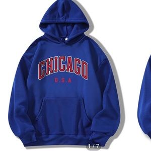 Shein Blue Chicago Sweatshirt